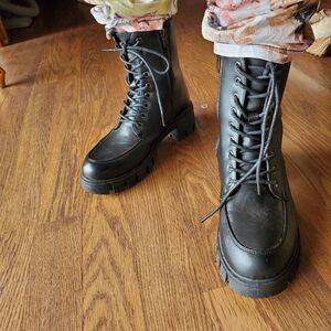 Jellypop Black Combat Boots with Rugged Design and Thick Sole NWOT